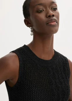 Mujer bonprix bonprix Top de punto ajour con fibras metalizadas