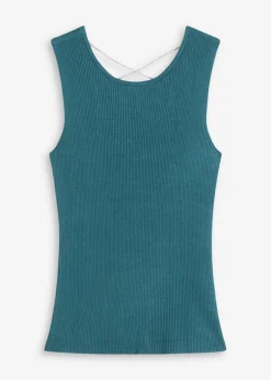 bonprix bonprix Camisetas|Ropa De Punto>Top de punto con cinta brillante verde pimiento