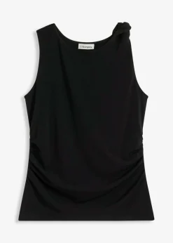 bonprix bonprix Camisetas>Top de punto con nudo Negro