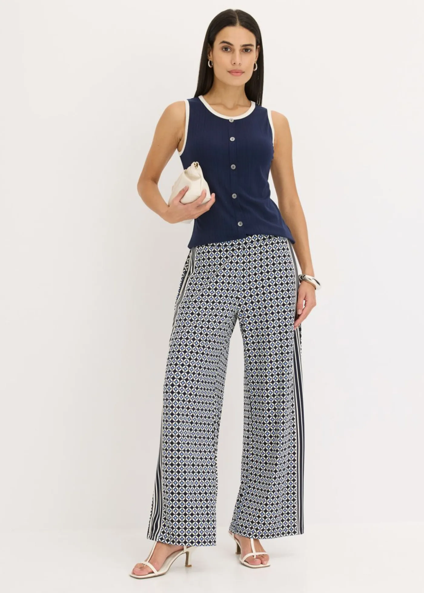 Mujer bonprix bonprix Top de punto con panel en contraste