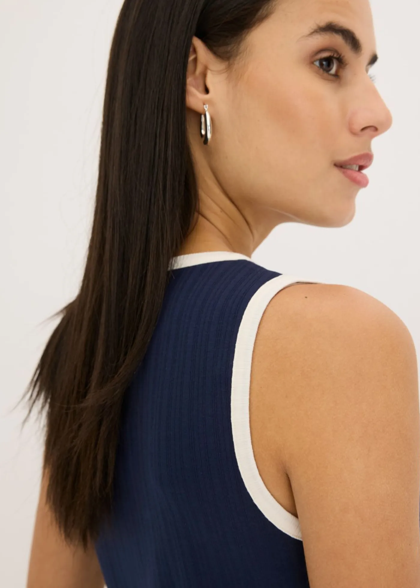 Mujer bonprix bonprix Top de punto con panel en contraste