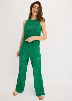 Mujer bonprix bonprix Top de punto con patrón de punto calado