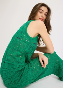 Mujer bonprix bonprix Top de punto con patrón de punto calado