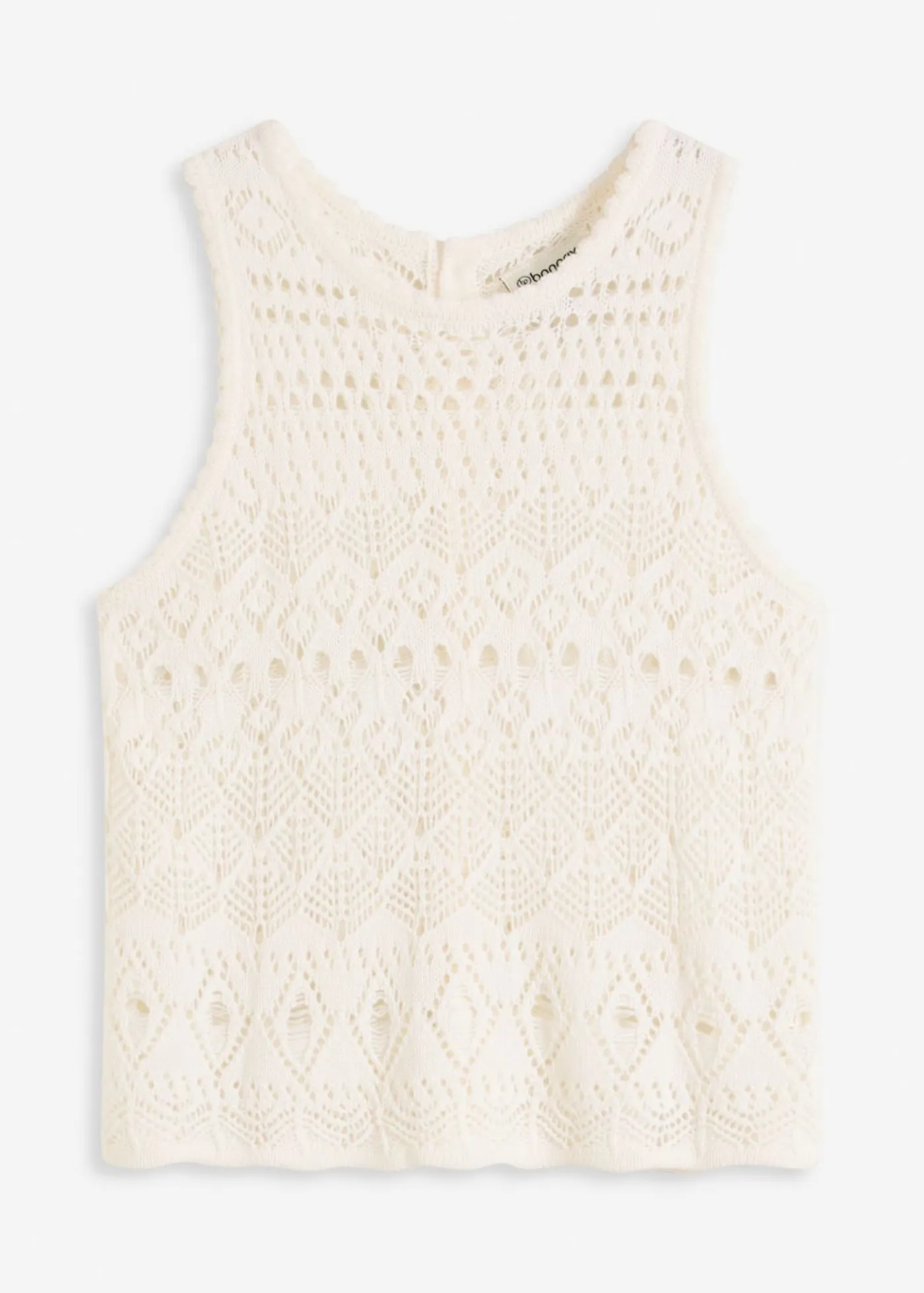 bonprix bonprix Camisetas|Ropa De Punto>Top de punto con patrón de punto calado Blanco lana