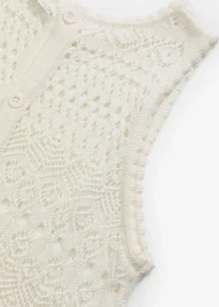 bonprix bonprix Camisetas|Ropa De Punto>Top de punto con patrón de punto calado Blanco lana