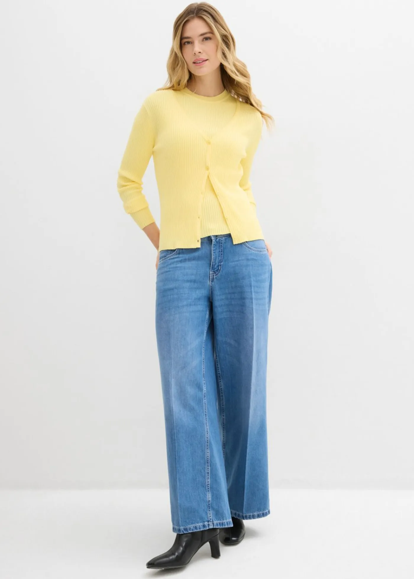 bonprix bonprix Camisetas|Novedades>Top de punto con viscosa Amarillo claro