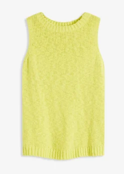 bonprix bonprix Camisetas|Ropa De Punto>Top de punto de algodón con textura nudosa Amarillo cítrico