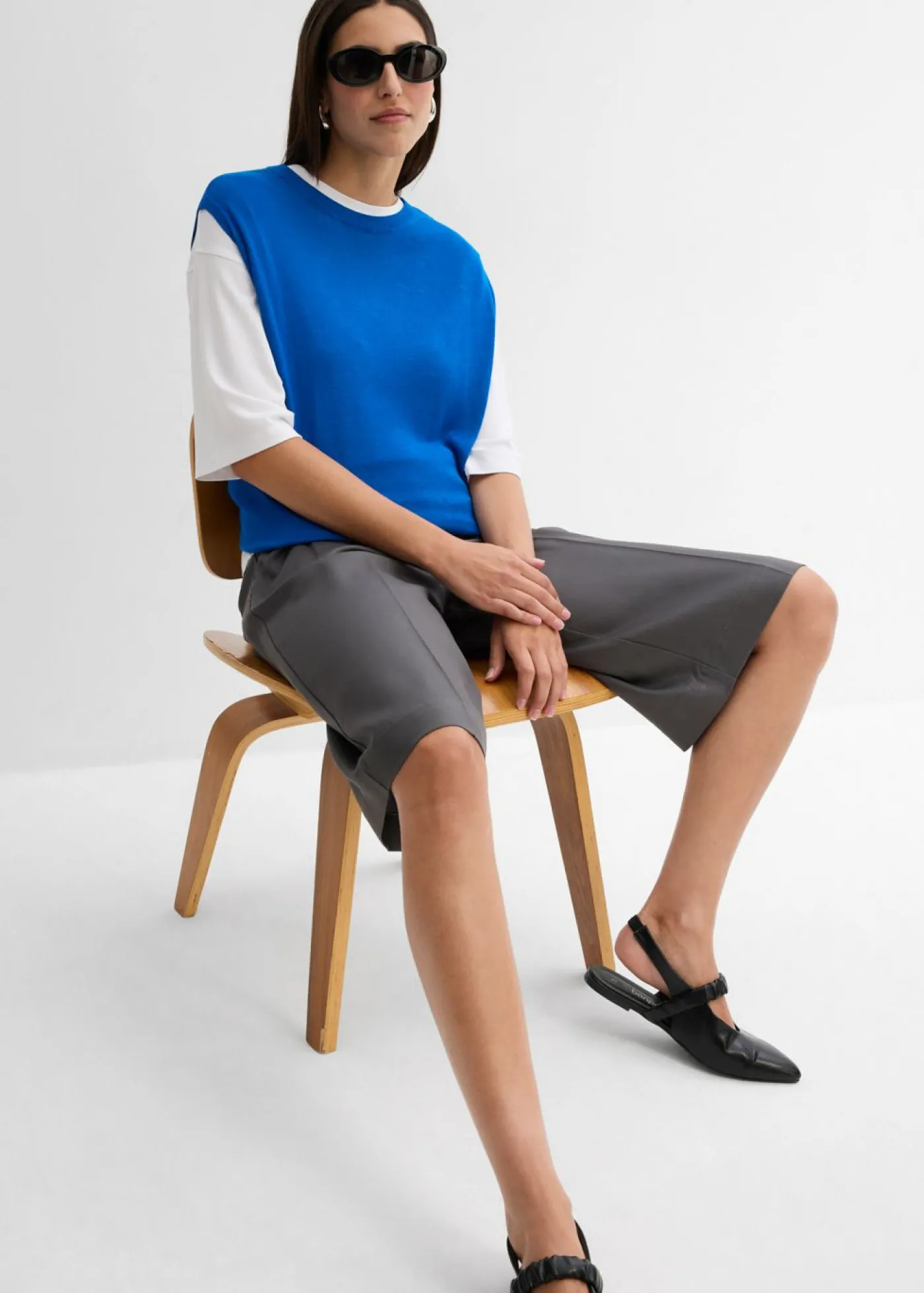 Mujer bonprix bonprix Top de punto de viscosa fina con forma abullonada