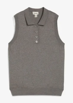 Mujer bonprix bonprix Top de punto fino con contenido de seda y cuello tipo polo