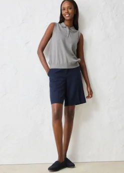 Mujer bonprix bonprix Top de punto fino con contenido de seda y cuello tipo polo