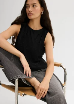 Mujer bonprix bonprix Top de tejido arrugado estructurado