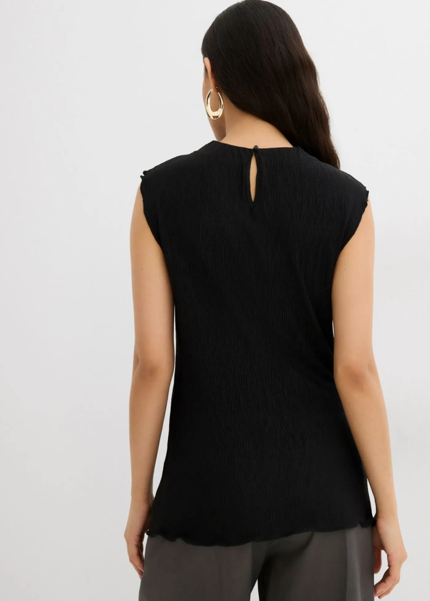 bonprix bonprix Esenciales|Camisetas>Top de tejido arrugado estructurado Negro