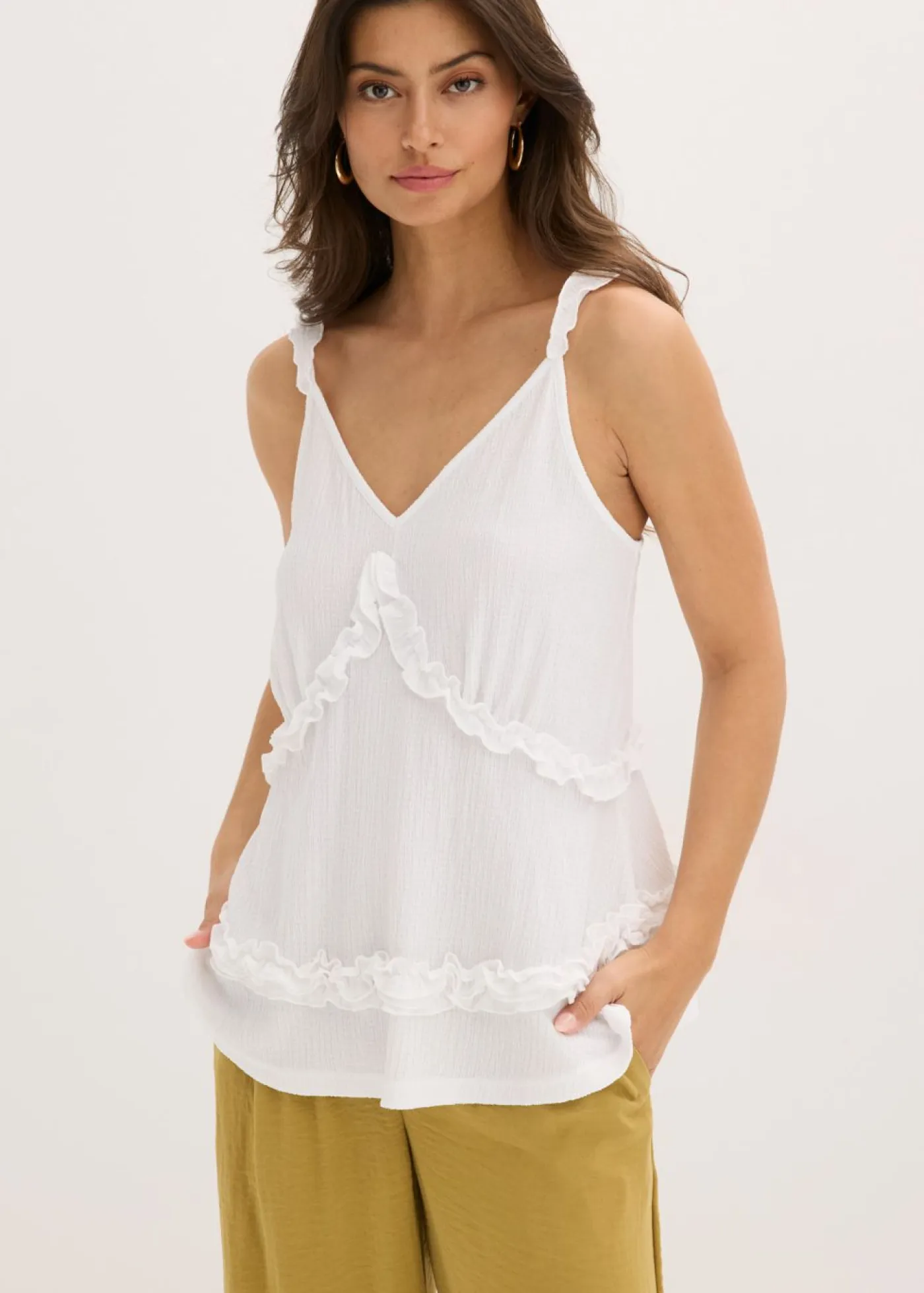 Mujer bonprix bonprix Top de tirantes finos con volantes