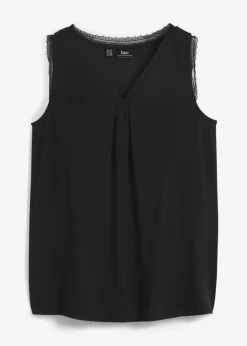 bonprix bonprix Camisetas>Top de viscosa con encaje Negro