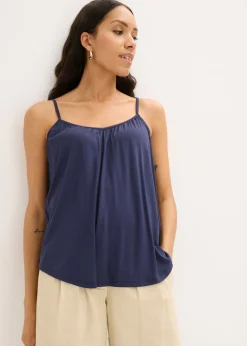 bonprix bonprix Camisetas|Novedades>Top de viscosa fluida con tirantes finos Azul marino