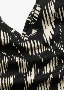 bonprix bonprix Camisetas>Top estampado de punto estructurado Negro-blanco