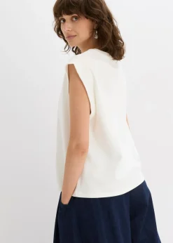 Mujer bonprix bonprix Top holgado con inserto de canalé en las mangas