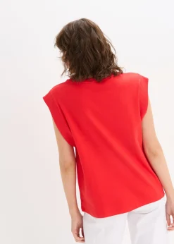 Mujer bonprix bonprix Top holgado con inserto de canalé en las mangas