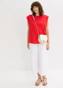 Mujer bonprix bonprix Top holgado con inserto de canalé en las mangas