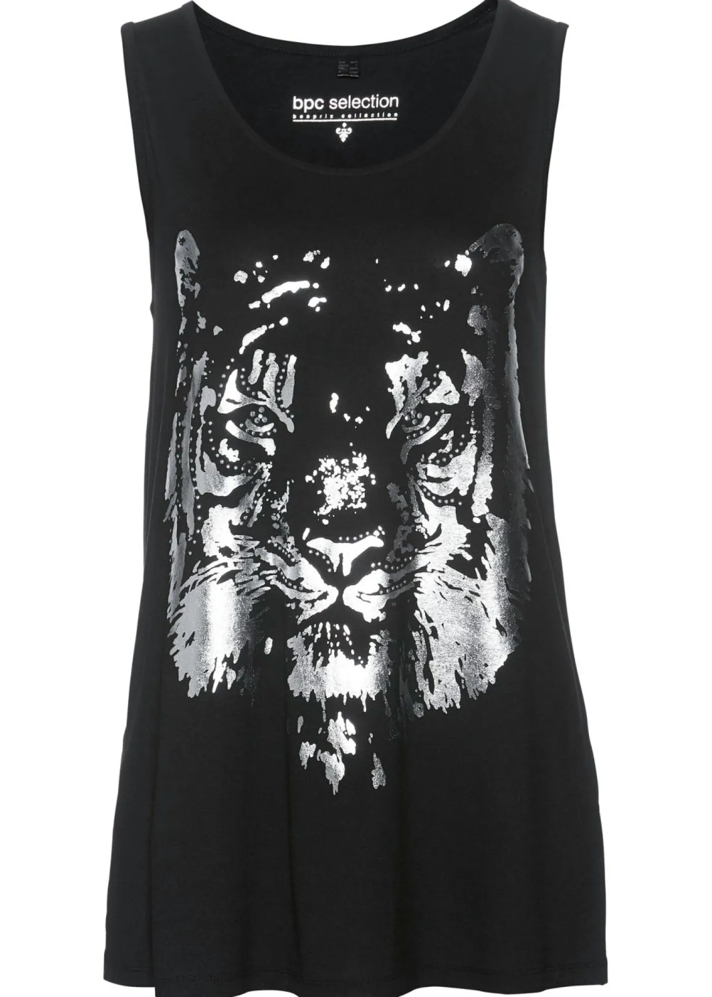 bonprix bonprix Camisetas>Top largo Negro-plata estampado