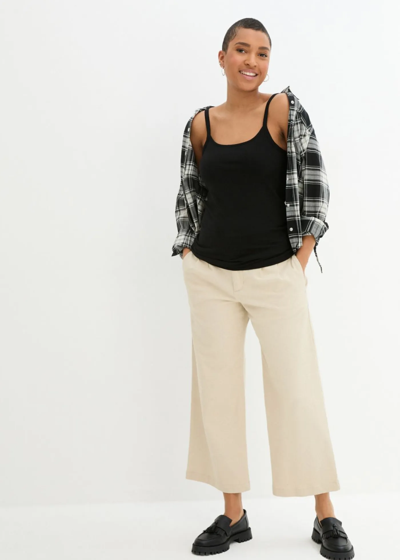 bonprix bonprix Camisetas Interiores|Básicos>Top largo con tirantes finos de algodón (2 unidades) Negro