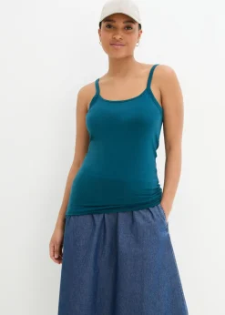 Mujer bonprix bonprix Top largo con tirantes finos de algodón (2 unidades)
