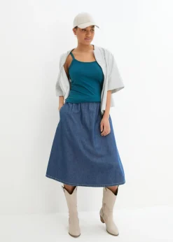 Mujer bonprix bonprix Top largo con tirantes finos de algodón (2 unidades)