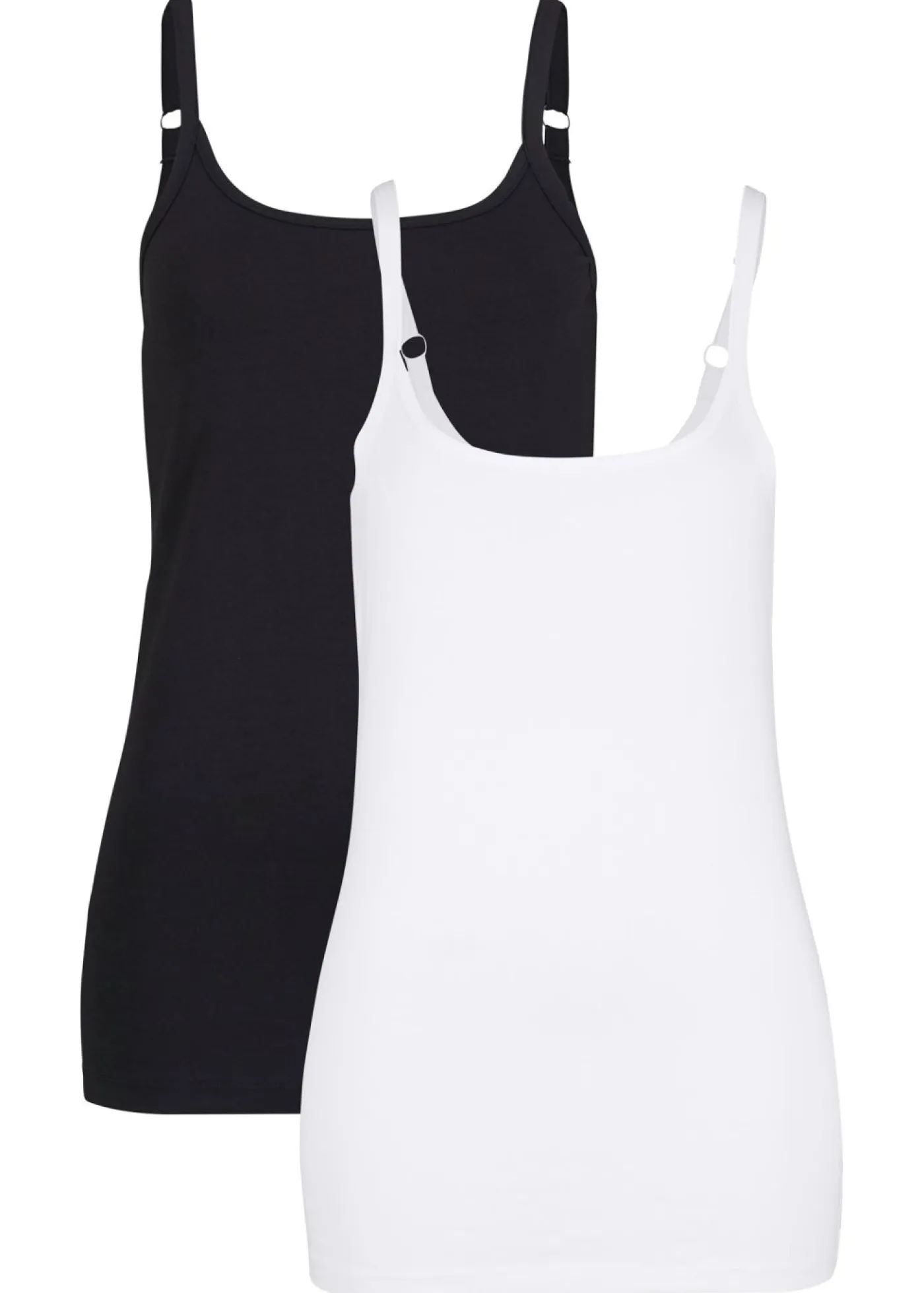 Mujer bonprix bonprix Top largo con tirantes finos de algodón (2 unidades)