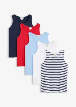 Mujer bonprix bonprix Top largo de algodón orgánico puro (5 unidades)