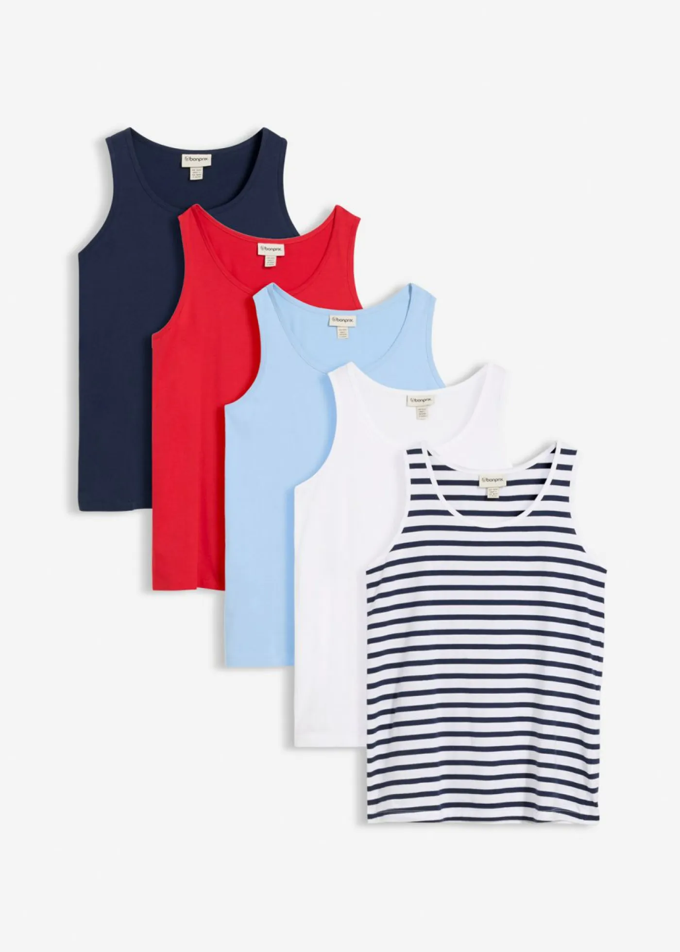 Mujer bonprix bonprix Top largo de algodón orgánico puro (5 unidades)