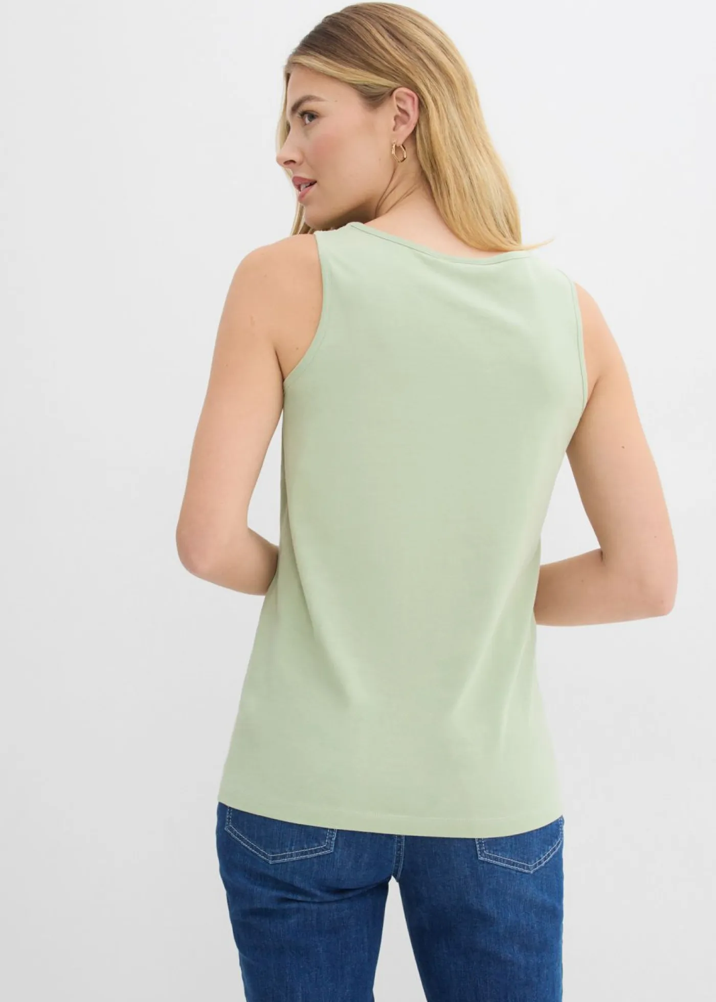 bonprix bonprix Camisetas Interiores|Básicos>Top largo de algodón orgánico puro (5 unidades) Verde pálido+rojo rubí+gris jaspeado+rosa ceniza+blanco