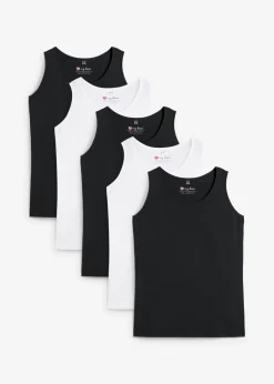 bonprix bonprix Camisetas Interiores|Básicos>Top largo de algodón orgánico puro (5 unidades) Negro-blanco