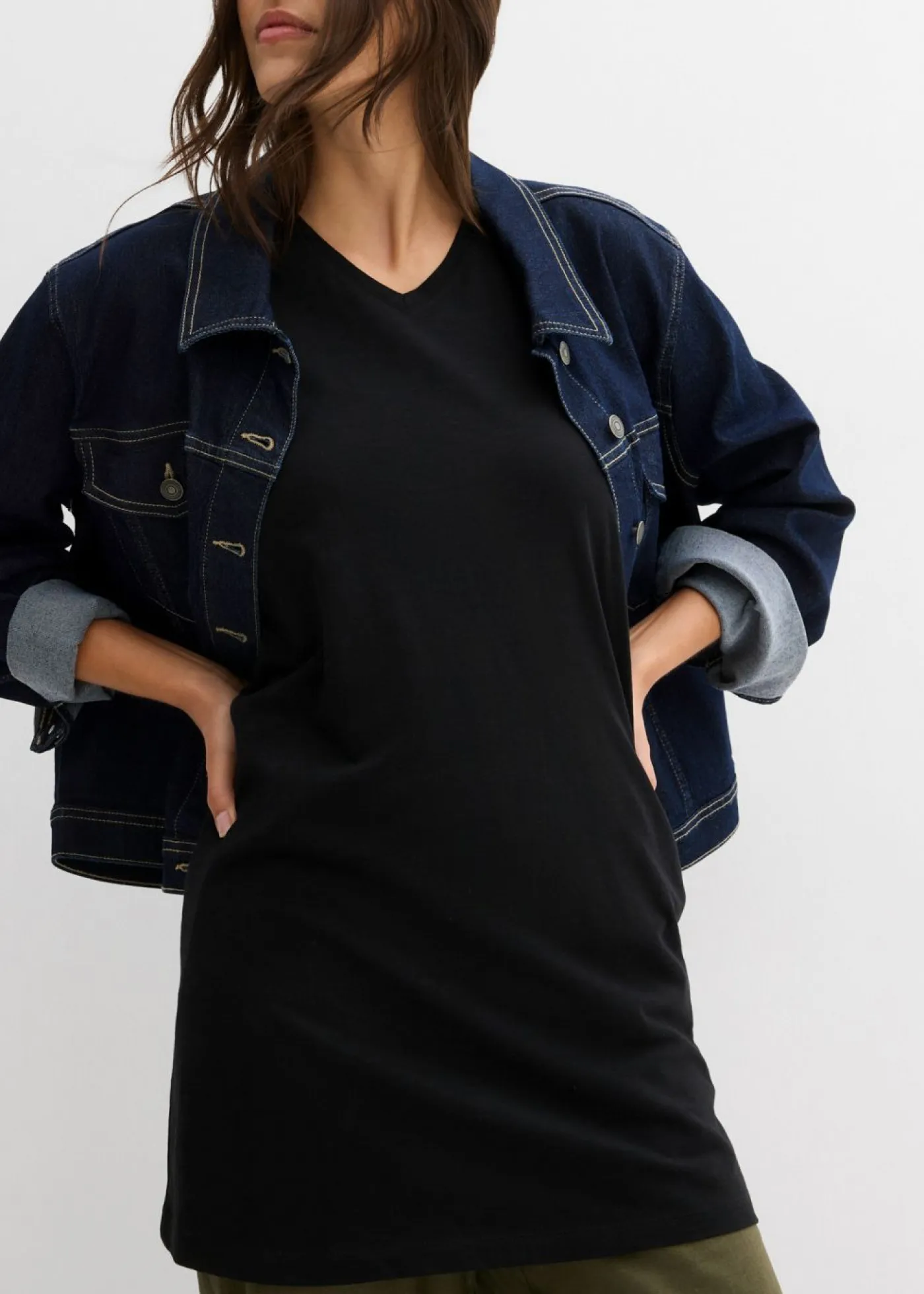 bonprix bonprix Camisetas Interiores|Básicos>Top largo de algodón orgánico puro (2 unidades) Negro-melocotón