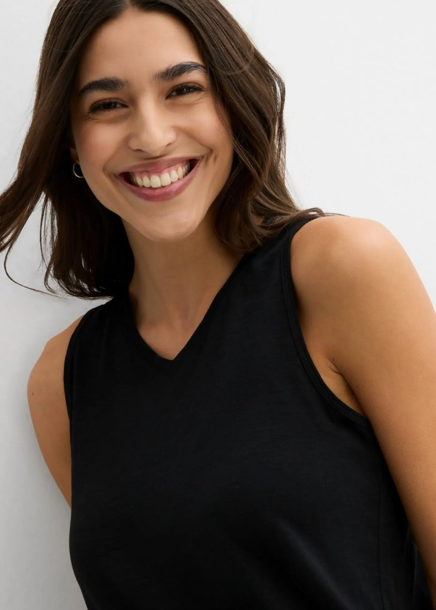 bonprix bonprix Camisetas Interiores|Básicos>Top largo de algodón orgánico puro (2 unidades) Negro-melocotón