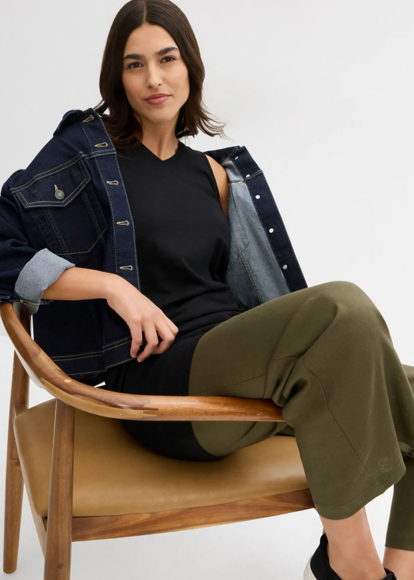 bonprix bonprix Camisetas Interiores|Básicos>Top largo de algodón orgánico puro (2 unidades) Negro-melocotón