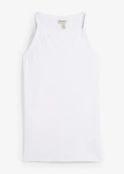 bonprix bonprix Esenciales|Camisetas>Top largo de mezcla de algodón elástico Blanco