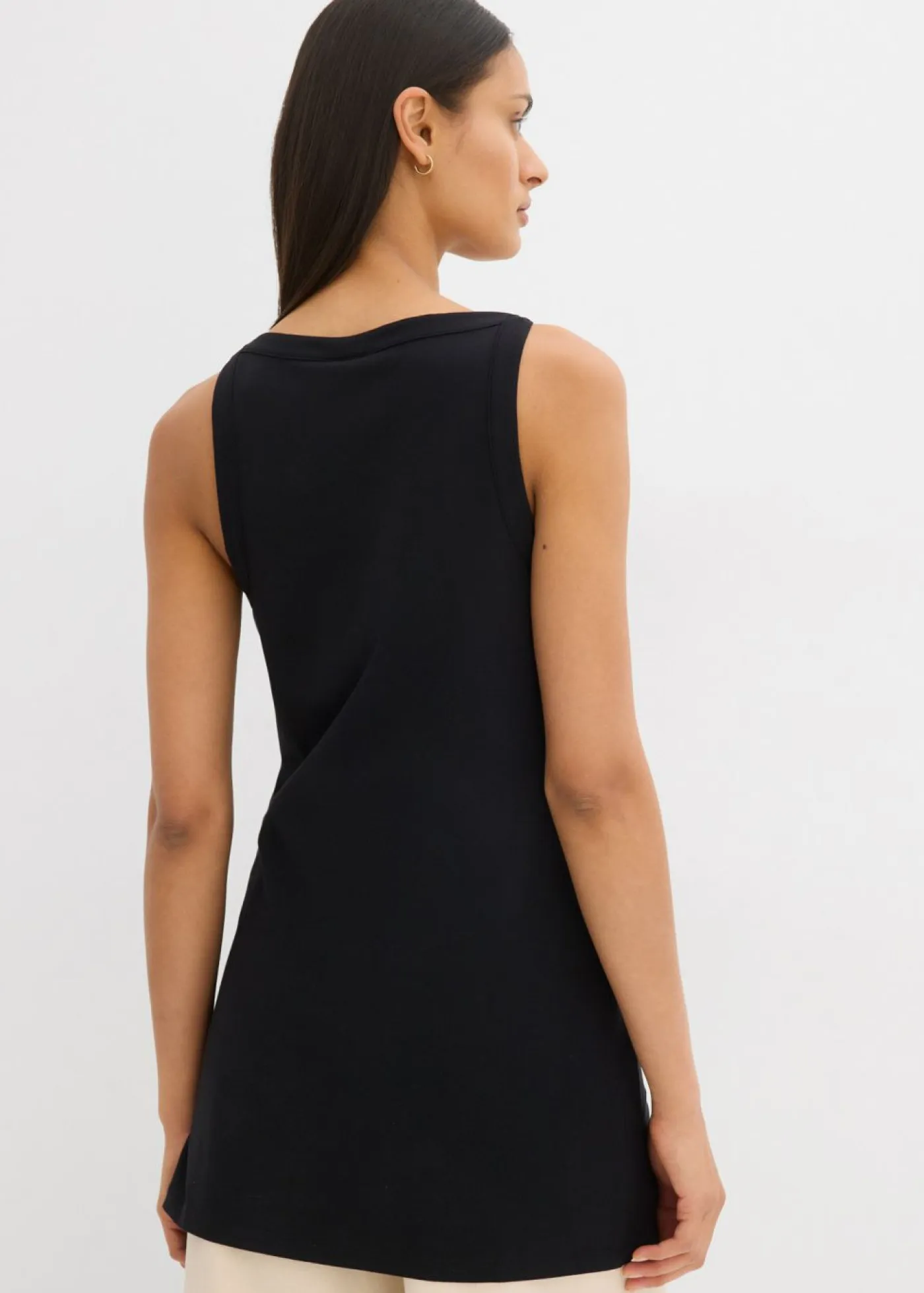 Mujer bonprix bonprix Top largo de mezcla de algodón elástico