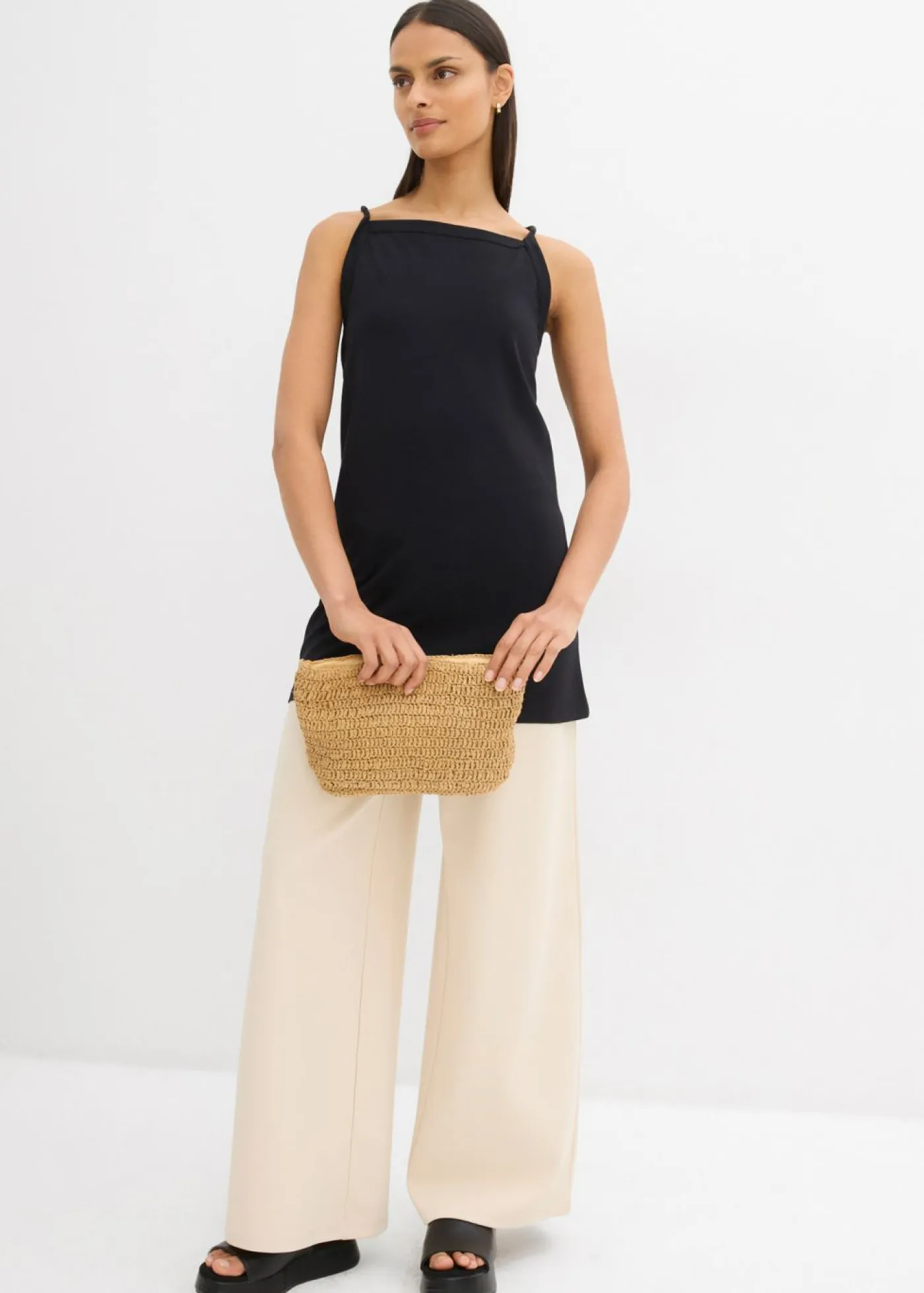 Mujer bonprix bonprix Top largo de mezcla de algodón elástico