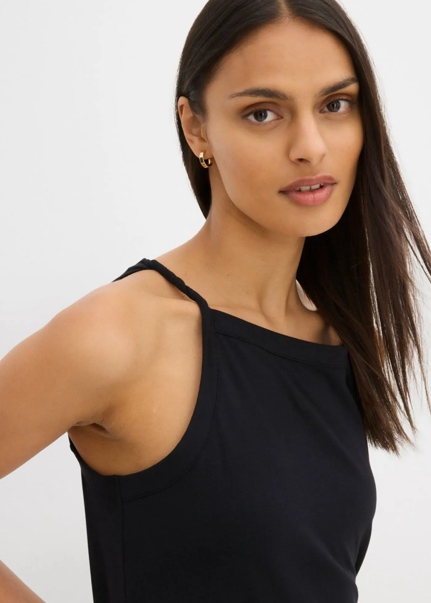 Mujer bonprix bonprix Top largo de mezcla de algodón elástico