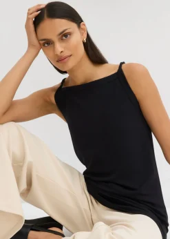 Mujer bonprix bonprix Top largo de mezcla de algodón elástico