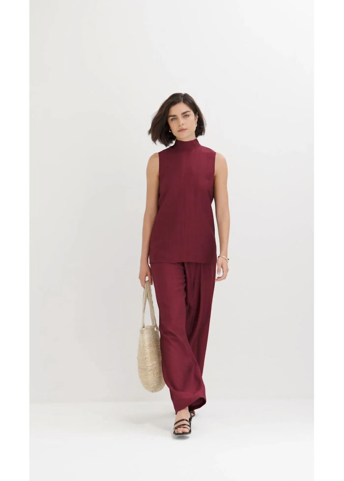 bonprix bonprix Conjuntos De Ropa|Esenciales>Top largo de mezcla de viscosa estructurada rojo avellana