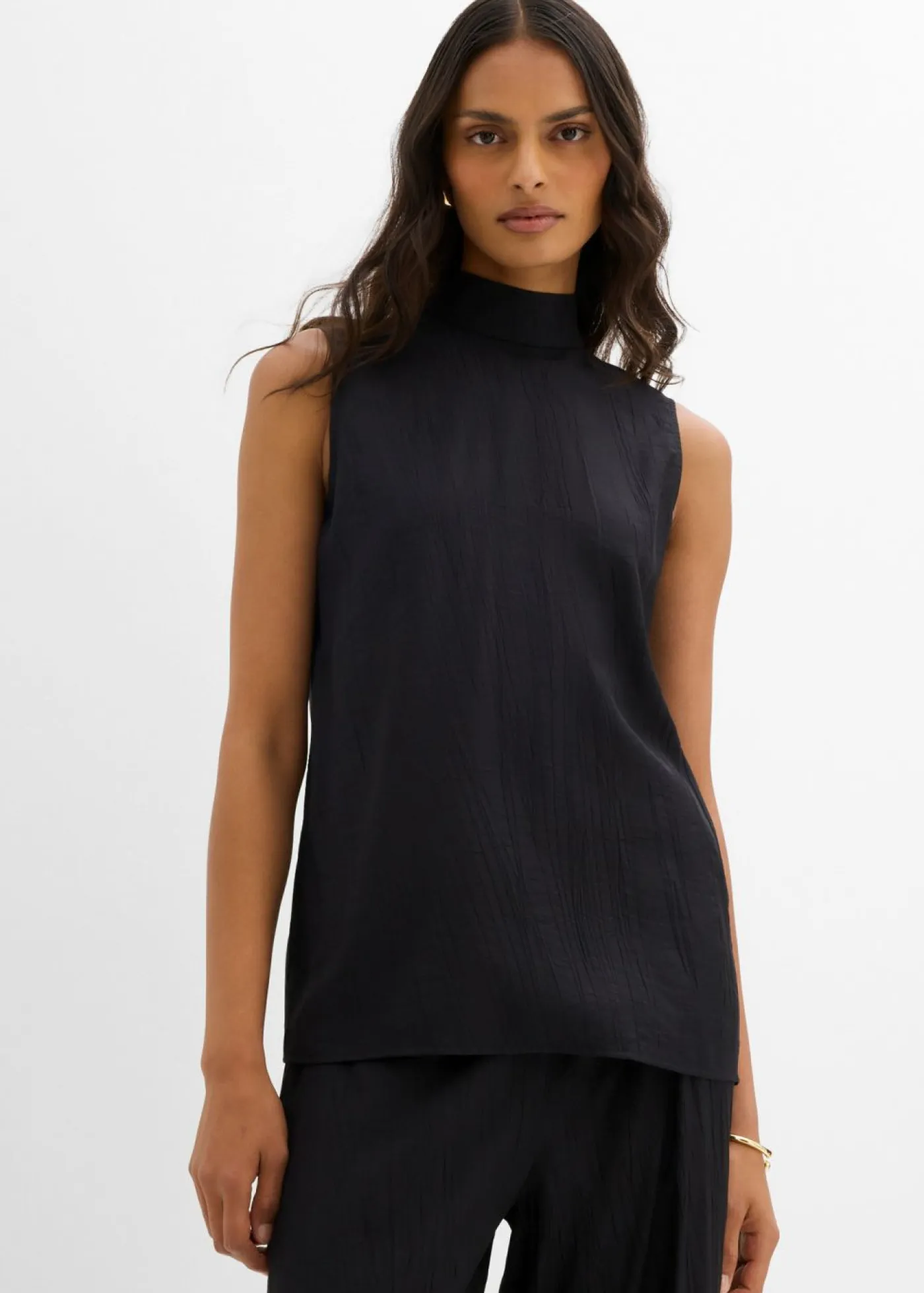 Mujer bonprix bonprix Top largo de mezcla de viscosa estructurada