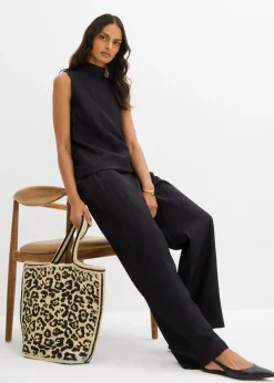 Mujer bonprix bonprix Top largo de mezcla de viscosa estructurada