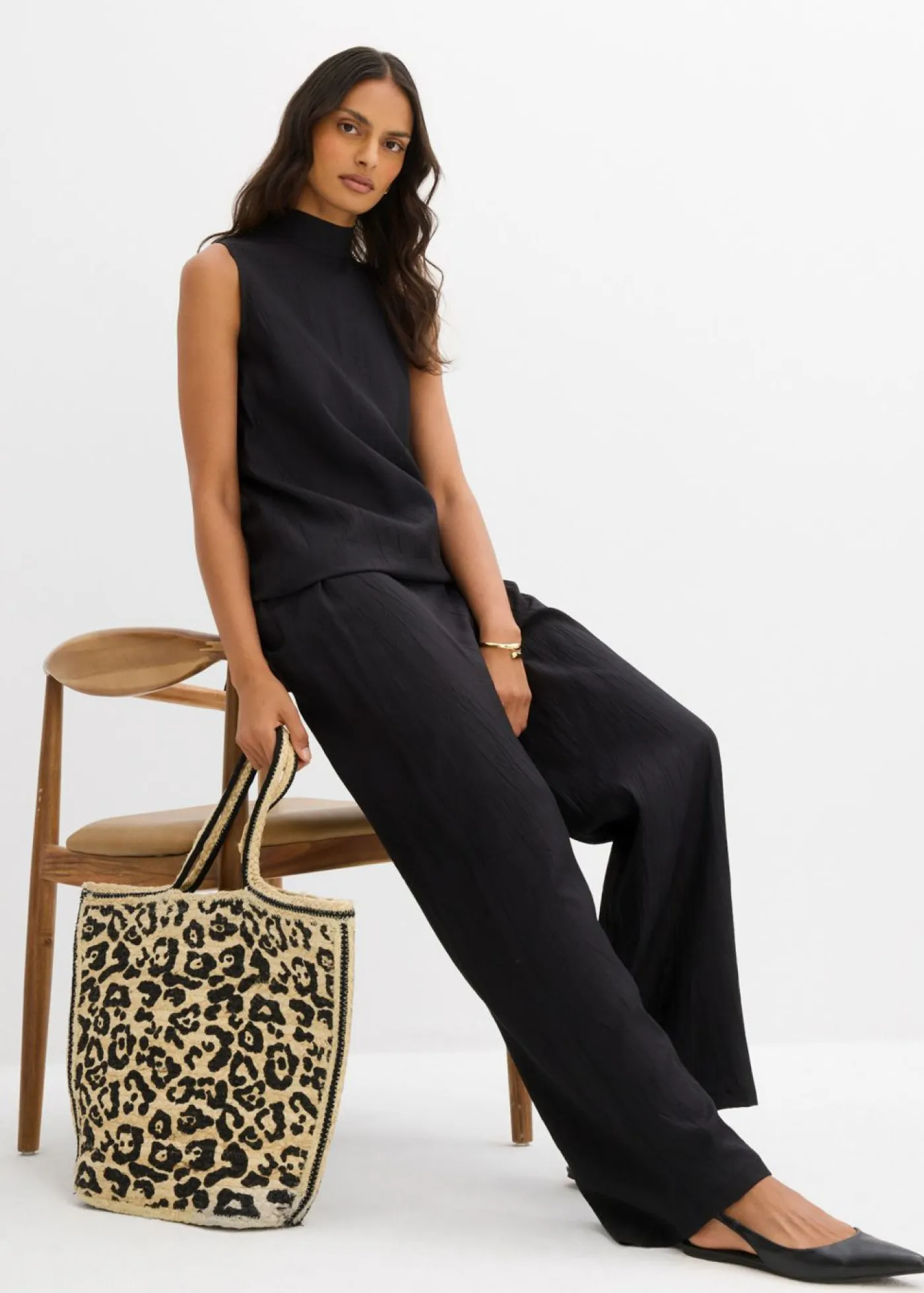 Mujer bonprix bonprix Top largo de mezcla de viscosa estructurada