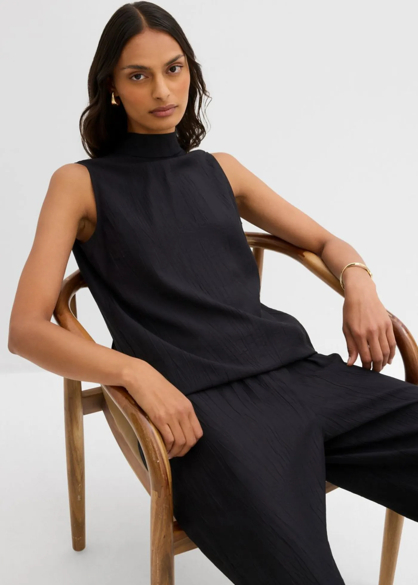 Mujer bonprix bonprix Top largo de mezcla de viscosa estructurada