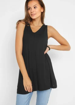 bonprix bonprix Camisetas>Top largo de mezcla de viscosa Negro