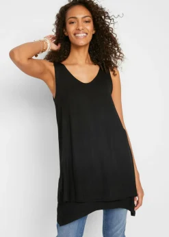 Mujer bonprix bonprix Top largo de mezcla de viscosa con doble capa