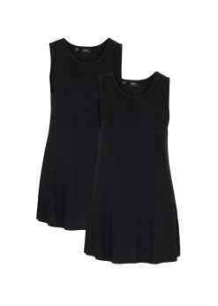 bonprix bonprix Básicos|Camisetas>Top largo de viscosa suave (2 unidades) Negro