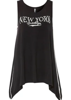 bonprix bonprix Camisetas>Top largo de viscosa suave Negro-blanco