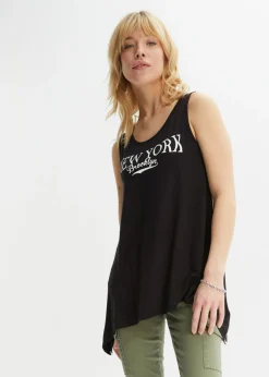 bonprix bonprix Camisetas>Top largo de viscosa suave Negro-blanco